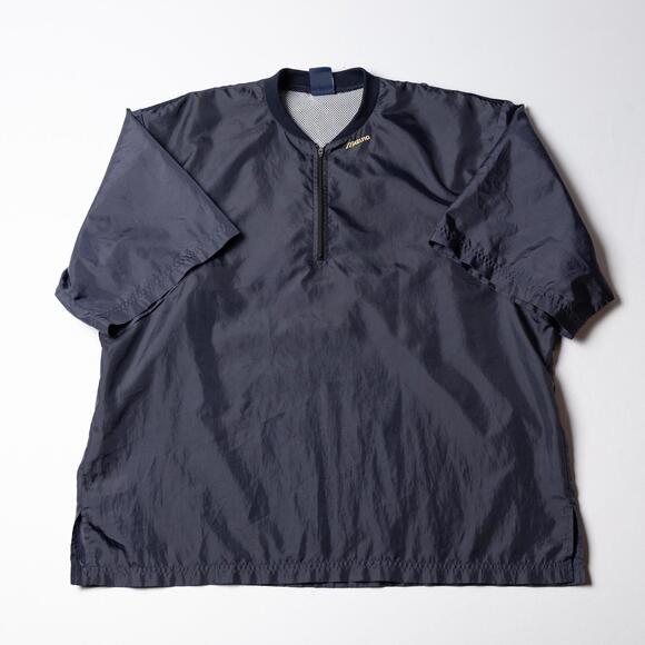 Mizuno Men’s Windbreaker Jacket L Navy Short Sleeve Pullover Baseball Vintage - Picture 1 of 8